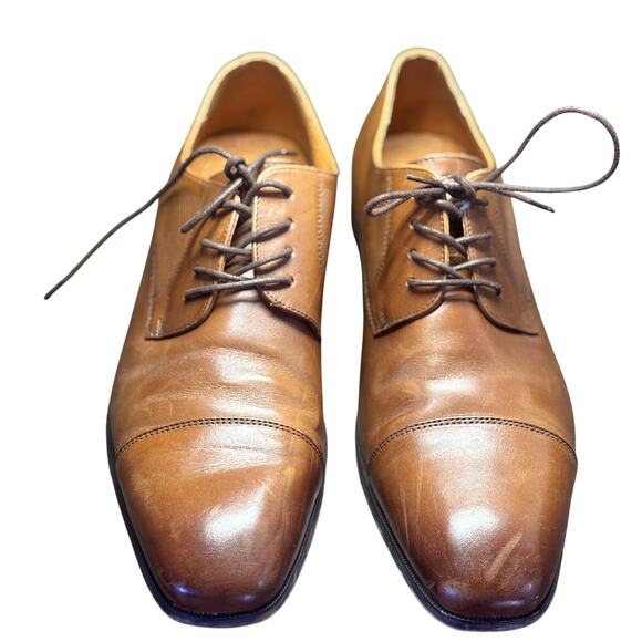 Florsheim Postino Cap Toe Oxford Shoes 10.5D Brown Cognac Dress Leather Lace Up